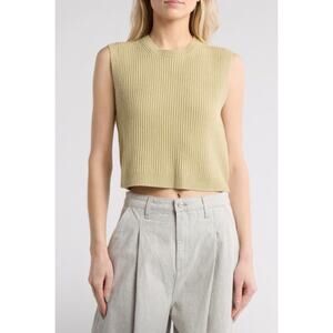 TWP Sweater Vest 100% Cashmere Crewneck Sleeveless Dark Tan Yellow